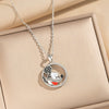 Wholesale Women's Light Luxury Style Round Pattern Gold Plated Titanium Steel O Word Chain Necklace With Copper Inlaid With Zircon Pendant