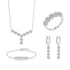 Wholesale Women's Light Luxury Style S925 Sterling Silver Flower Pattern Ring Necklace Earrings Bracelet Set With Electroplating