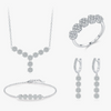 Wholesale Women's Light Luxury Style S925 Sterling Silver Flower Pattern Ring Necklace Earrings Bracelet Set With Electroplating