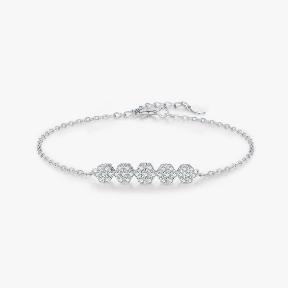 Wholesale Women's Light Luxury Style S925 Sterling Silver Flower Pattern Ring Necklace Earrings Bracelet Set With Electroplating