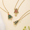 Wholesale Women's Light Luxury Style Stainless Steel And Copper Necklace With Glass Inlay Of Cartoon Characters Christmas Tree And Bow