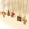 Wholesale Women's Light Luxury Style Stainless Steel And Copper Necklace With Glass Inlay Of Cartoon Characters Christmas Tree And Bow