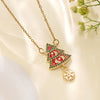 Wholesale Women's Light Luxury Style Stainless Steel And Copper Necklace With Glass Inlay Of Cartoon Characters Christmas Tree And Bow