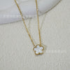 Wholesale Women's Light Luxury Style Stainless Steel And Titanium Steel Electroplated Geometric Five Leaf Clover And Flower Pendant Clavicle Necklace