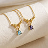 Wholesale Women's Light Luxury Style Stainless Steel And Titanium Steel Water Drop Diamond Necklace With Vacuum Electroplating In Furnace Clavicle Chain Jewelry