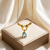 Wholesale Women's Light Luxury Style Stainless Steel And Titanium Steel Water Drop Diamond Necklace With Vacuum Electroplating In Furnace Clavicle Chain Jewelry