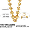 Wholesale Women's Light Luxury Style Stainless Steel Colorblocked Hollow Pig Nose Necklace Bracelet Set With 18K Gold Plating
