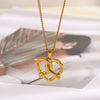Wholesale Women's Light Luxury Style Stainless Steel Electroplated 18K Gold Cross Heart Pendant Side Chain Necklace