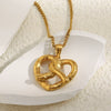 Wholesale Women's Light Luxury Style Stainless Steel Electroplated 18K Gold Cross Heart Pendant Side Chain Necklace