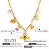 Wholesale Women's Light Luxury Style Stainless Steel Electroplated Necklace With Heart Shape Fruit Flower Bow Insect Leaf Ushaped Star Animal Zodiac Patterns