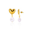 Wholesale Women's Light Luxury Style Stainless Steel Fresh Water Pearl Earrings With Flower And Leaves Pattern And Electroplating Design