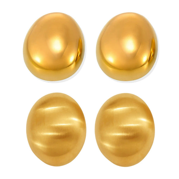 Wholesale Women's Light Luxury Style 316L Stainless Steel Geometric Oval Matte Brushed Electroplated Earrings