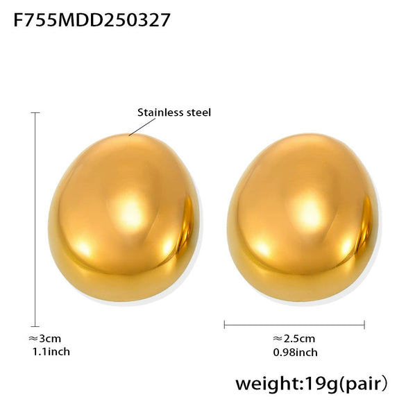 Wholesale Women's Light Luxury Style 316L Stainless Steel Geometric Oval Matte Brushed Electroplated Earrings