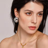 Wholesale Women's Light Luxury Style 316L Stainless Steel Geometric Oval Matte Brushed Electroplated Earrings