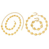 Wholesale Women's Light Luxury Style Stainless Steel Goldplated Handmade Necklace And Bracelet Set With Textured Hollow Design