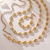 Wholesale Women's Light Luxury Style Stainless Steel Goldplated Handmade Necklace And Bracelet Set With Textured Hollow Design
