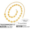 Wholesale Women's Light Luxury Style Stainless Steel Goldplated Handmade Necklace And Bracelet Set With Textured Hollow Design