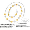 Wholesale Women's Light Luxury Style Stainless Steel Goldplated Handmade Necklace And Bracelet Set With Textured Hollow Design