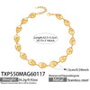 Wholesale Women's Light Luxury Style Stainless Steel Goldplated Handmade Necklace And Bracelet Set With Textured Hollow Design
