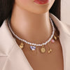 Wholesale Women's Light Luxury Style Stainless Steel Pearl Strand Necklace With Real Gold Plated Heart Shape Titanium Steel Pendant