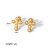 Wholesale Women's Light Luxury Style Stainless Steel Stud Earrings With Star Pattern And Cross Shape Electroplated
