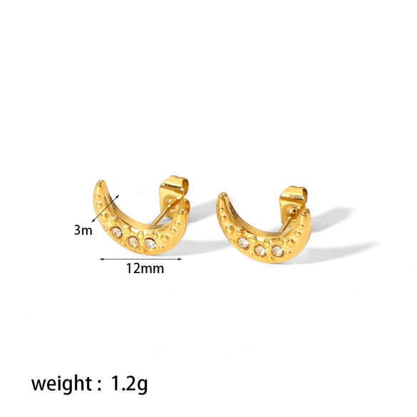 Wholesale Women's Light Luxury Style Stainless Steel Stud Earrings With Star Pattern And Cross Shape Electroplated