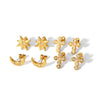 Wholesale Women's Light Luxury Style Stainless Steel Stud Earrings With Star Pattern And Cross Shape Electroplated