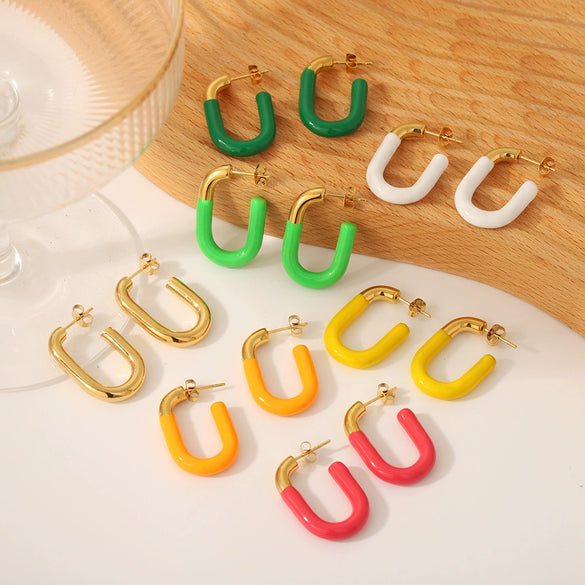 Wholesale Women's Light Luxury Style Stainless Steel Ushaped Electroplated Earrings