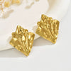 Wholesale Women's Light Luxury Style Stamped Geometric Stainless Steel Irregular Pleated Earrings