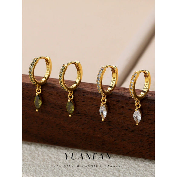 Wholesale Women's Light Luxury Style 925 Sterling Silver Geometric Water Drop Earrings Inlaid With Zircon