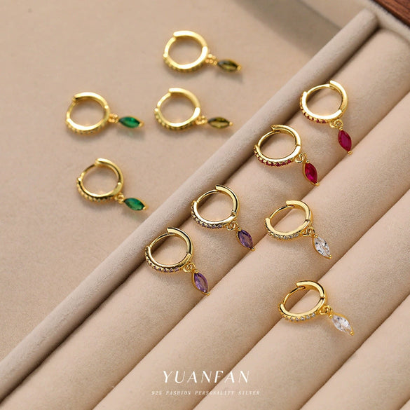 Wholesale Women's Light Luxury Style 925 Sterling Silver Geometric Water Drop Earrings Inlaid With Zircon