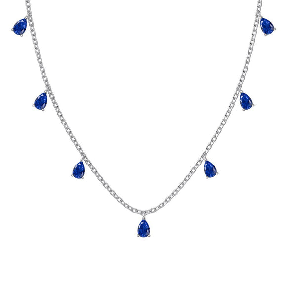 Wholesale Women's Light Luxury Style 925 Sterling Silver Pearshaped Zircon Pendant Clavicle Chain Necklace With Electroplating