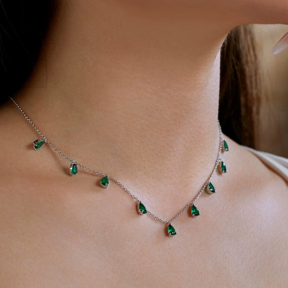 Wholesale Women's Light Luxury Style 925 Sterling Silver Pearshaped Zircon Pendant Clavicle Chain Necklace With Electroplating