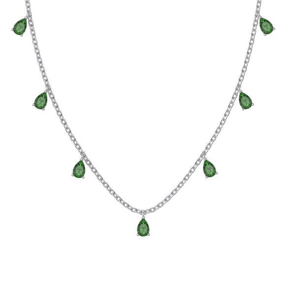 Wholesale Women's Light Luxury Style 925 Sterling Silver Pearshaped Zircon Pendant Clavicle Chain Necklace With Electroplating