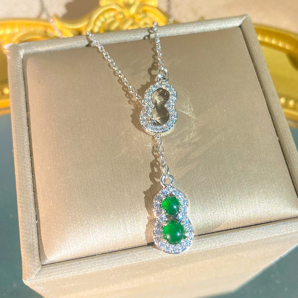 Wholesale Women's Light Luxury Style Titanium Steel And Copper Inlaid With Zircon Gourd Pendant Necklace With Oshaped Chain