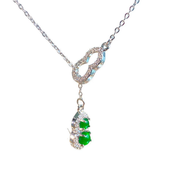Wholesale Women's Light Luxury Style Titanium Steel And Copper Inlaid With Zircon Gourd Pendant Necklace With Oshaped Chain