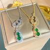 Wholesale Women's Light Luxury Style Titanium Steel And Copper Inlaid With Zircon Gourd Pendant Necklace With Oshaped Chain