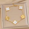 Wholesale Women's Light Luxury Style Titanium Steel Electroplated Four Leaf Clover Laser Bracelet
