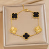 Wholesale Women's Light Luxury Style Titanium Steel Electroplated Four Leaf Clover Laser Bracelet