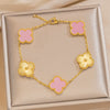 Wholesale Women's Light Luxury Style Titanium Steel Electroplated Four Leaf Clover Laser Bracelet