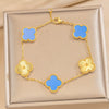 Wholesale Women's Light Luxury Style Titanium Steel Electroplated Four Leaf Clover Laser Bracelet