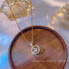 Wholesale Women's Light Luxury Style Titanium Steel Necklace With Flower Pattern Zircon Inlaid Pendant And Oshaped Chain