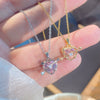 Wholesale Women's Light Luxury Style Titanium Steel Necklace With Heart And Flower Shapes Inlaid With Zircon Oshaped Chain