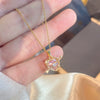 Wholesale Women's Light Luxury Style Titanium Steel Necklace With Heart And Flower Shapes Inlaid With Zircon Oshaped Chain