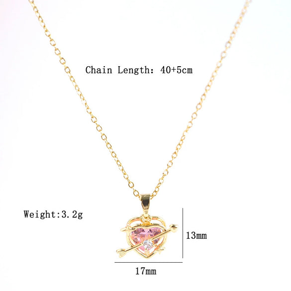 Wholesale Women's Light Luxury Style Titanium Steel Necklace With Heart And Flower Shapes Inlaid With Zircon Oshaped Chain