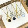 Wholesale Women's Light Luxury Style Titanium Steel Necklace With Zirconinlaid Copper Flowers Pendant And Water Wave Chain