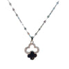 Wholesale Women's Light Luxury Style Titanium Steel Necklace With Zirconinlaid Copper Flowers Pendant And Water Wave Chain