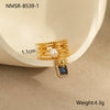 Wholesale Women's Light Luxury Style Titanium Steel Ring Inlaid With Zircon And Natural Stone Electroplated Geometric Design