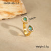 Wholesale Women's Light Luxury Style Titanium Steel Ring Inlaid With Zircon And Natural Stone Electroplated Geometric Design