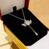 Wholesale Women's Light Luxury Style Winged Cat Pendant Titanium Steel Oshaped Chain Necklace With Zircon Inlay